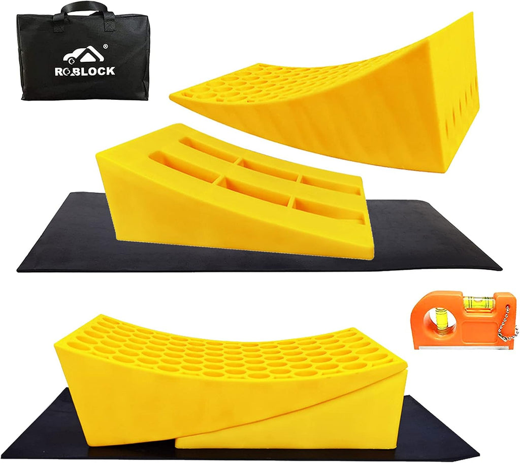 2 Pack Camper Levelers with Curved Levelers, Chocks and Non-Slip Rubber Mats K684517