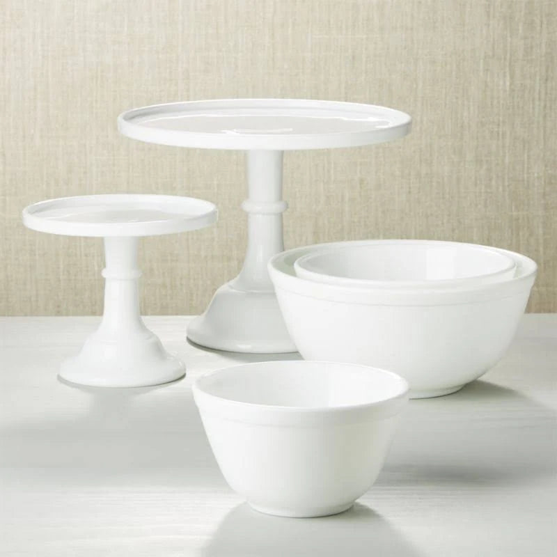 Milk White Glass Cake Stand I300385