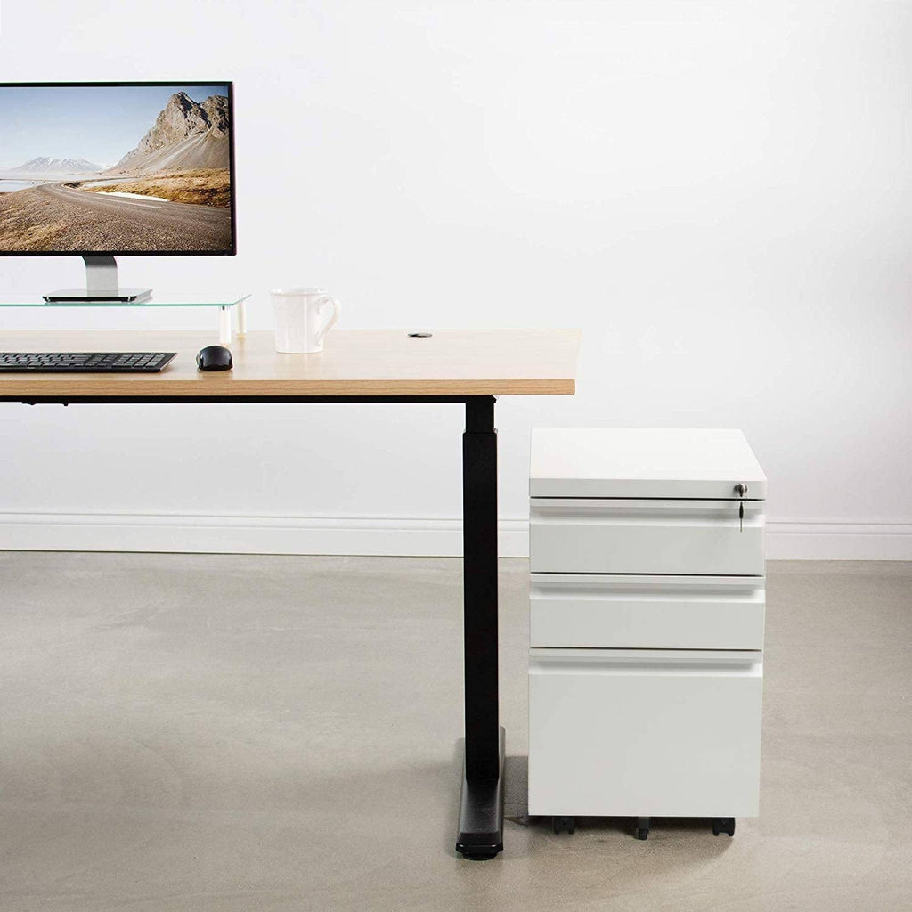 White 3-Drawer Locking Rolling Metal File Cabinet Z97335