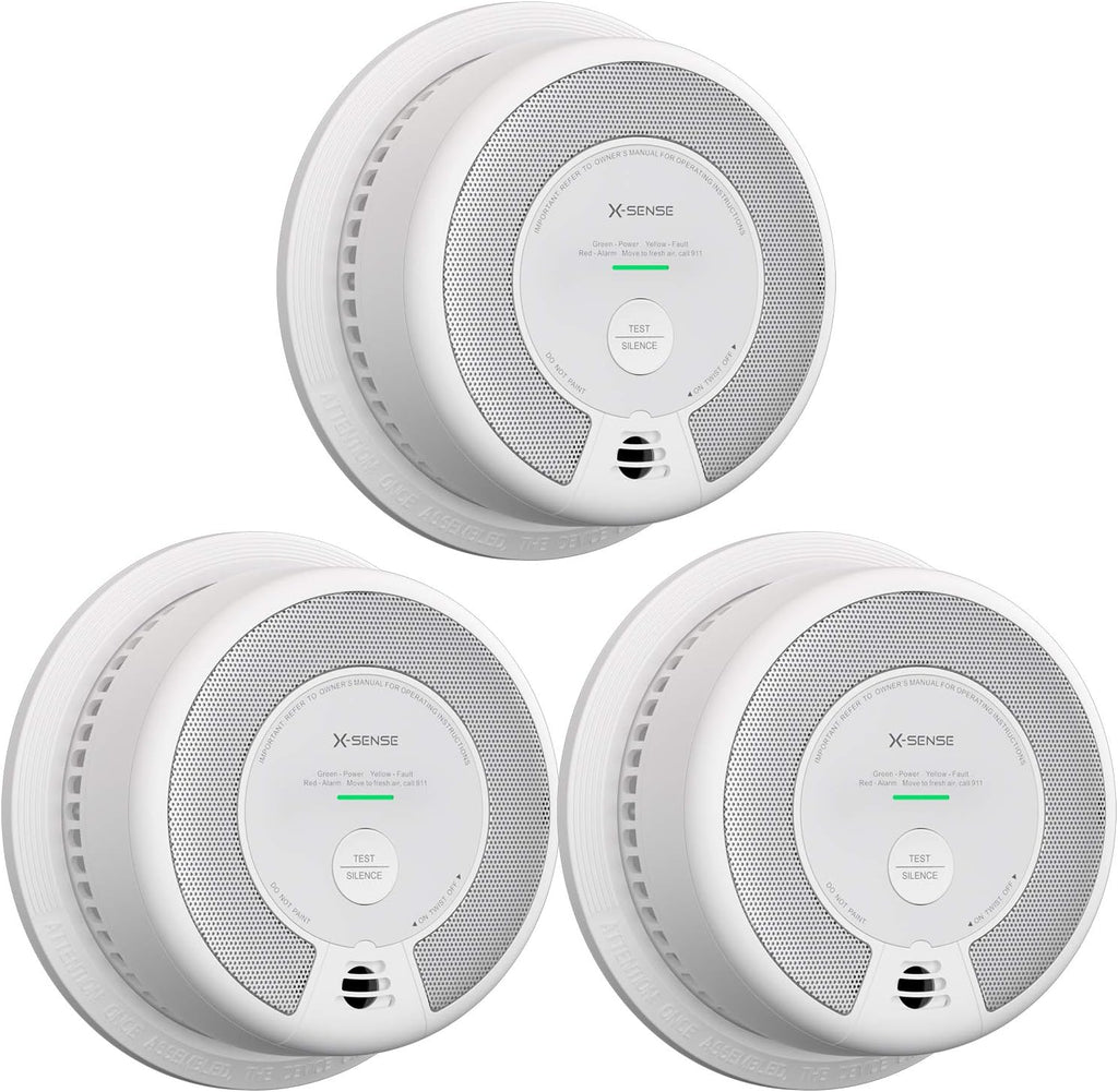 2-in-1 Smoke and Carbon Monoxide Detector Alarm, 10-Year Battery-Operated Dual Sensor, Pack of 3 F874553