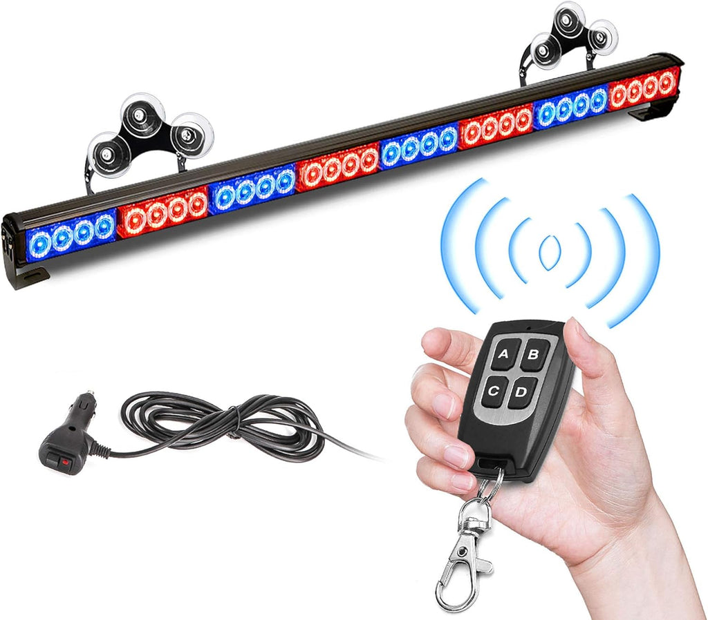 32 LED 35.5" Amber White Hazard Warning Traffic Advisor Light Bar Pack of 2 O8856