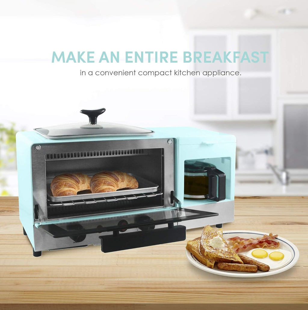 Blue 2 Slice Toaster Oven with Griddle and Coffeemaker I356