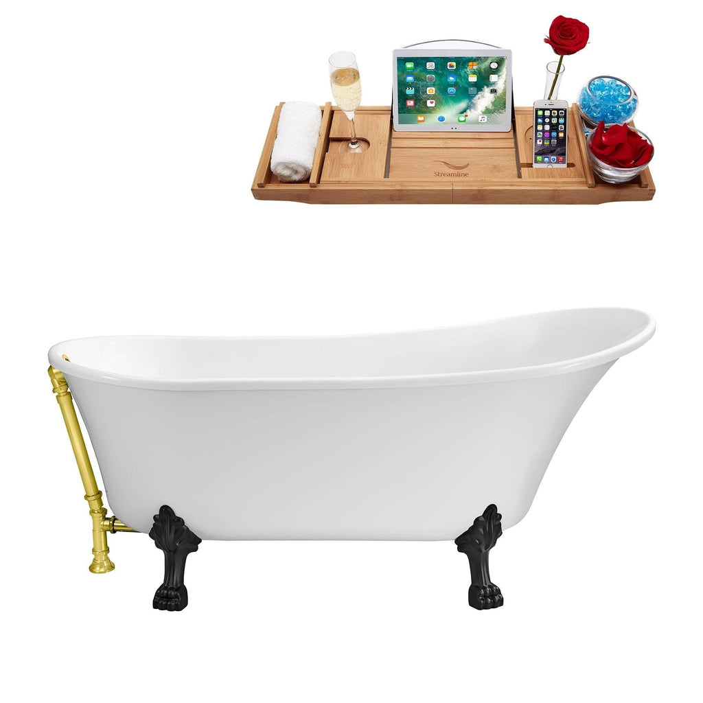 White Soaking Clawfoot Tub with External Drain E607