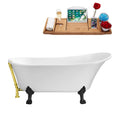 White Soaking Clawfoot Tub with External Drain E607