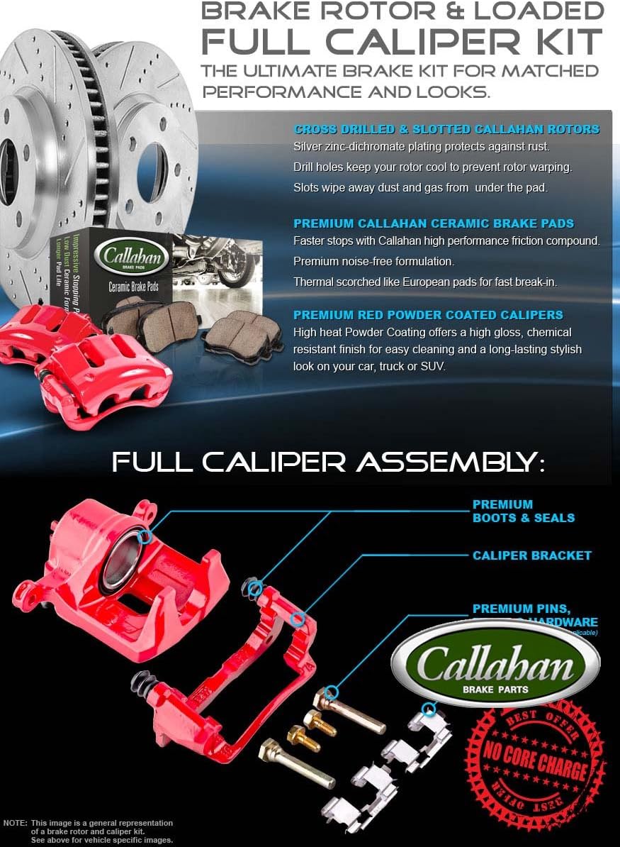 Powder Coated Red Calipers Rotors Ceramic Pads Performance Kit B568547