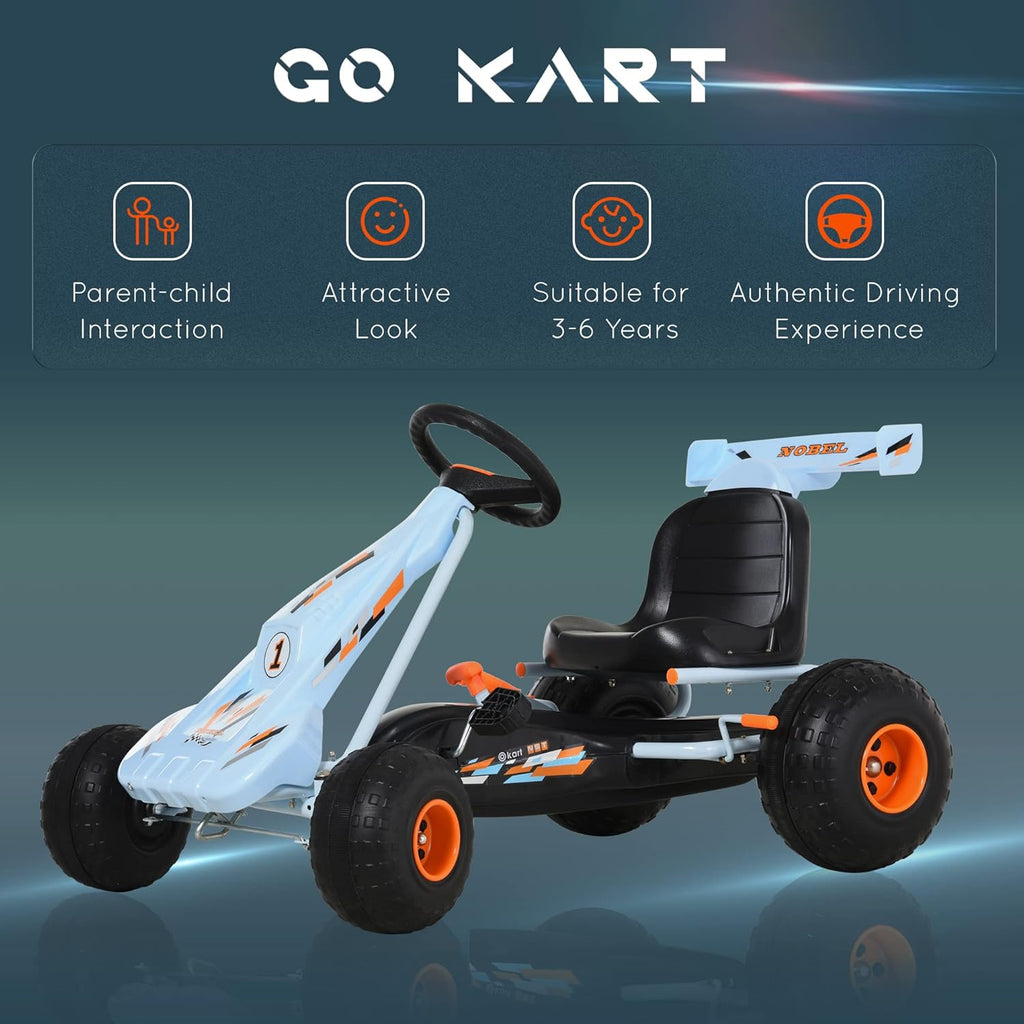 White Plastic Pedal Go Kart with Adjustable Seat U824