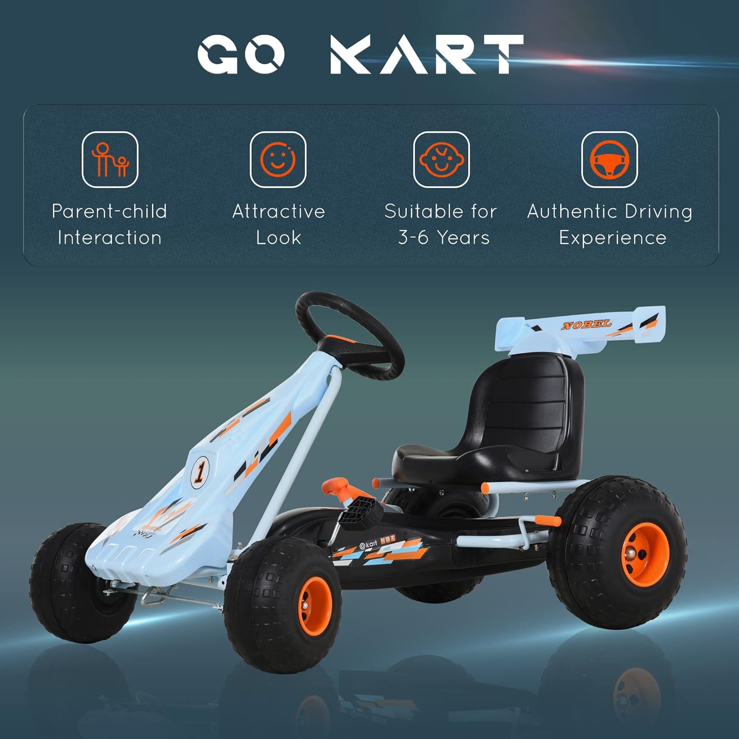 White Plastic Pedal Go Kart with Adjustable Seat U824