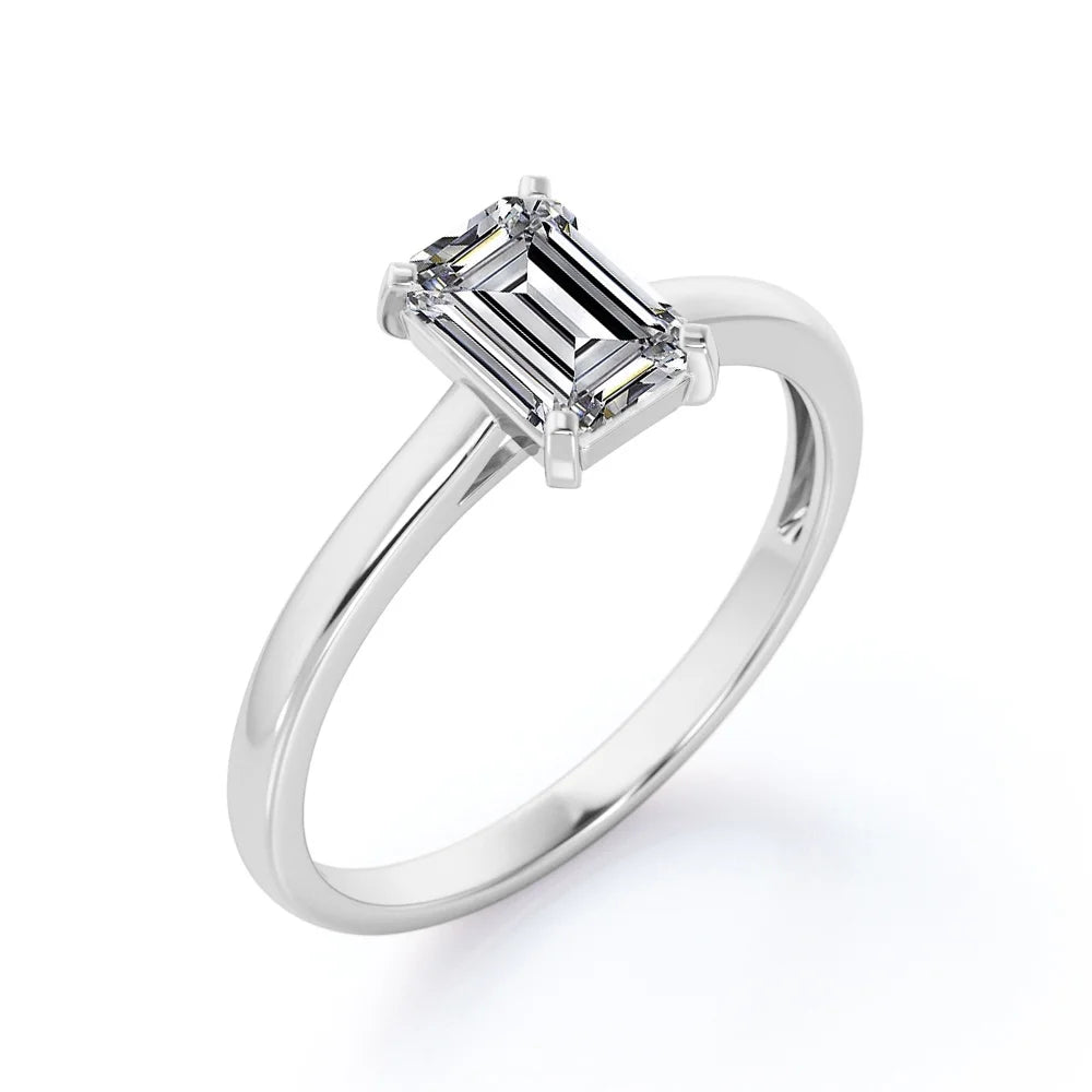 18K White Gold Plating Over Silver Solitaire Promise Ring S9817