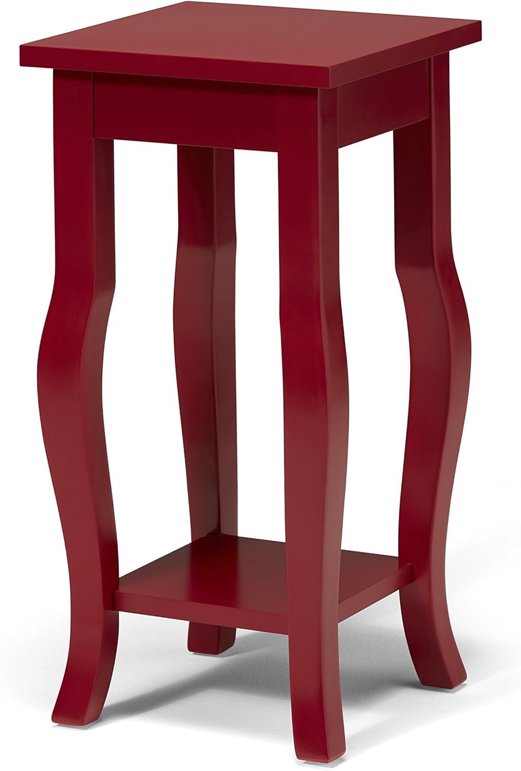 Black Wood Pedestal End Table with Curved Cabriole Legs and Lower Display Shelf, Pack of 2 Z83909