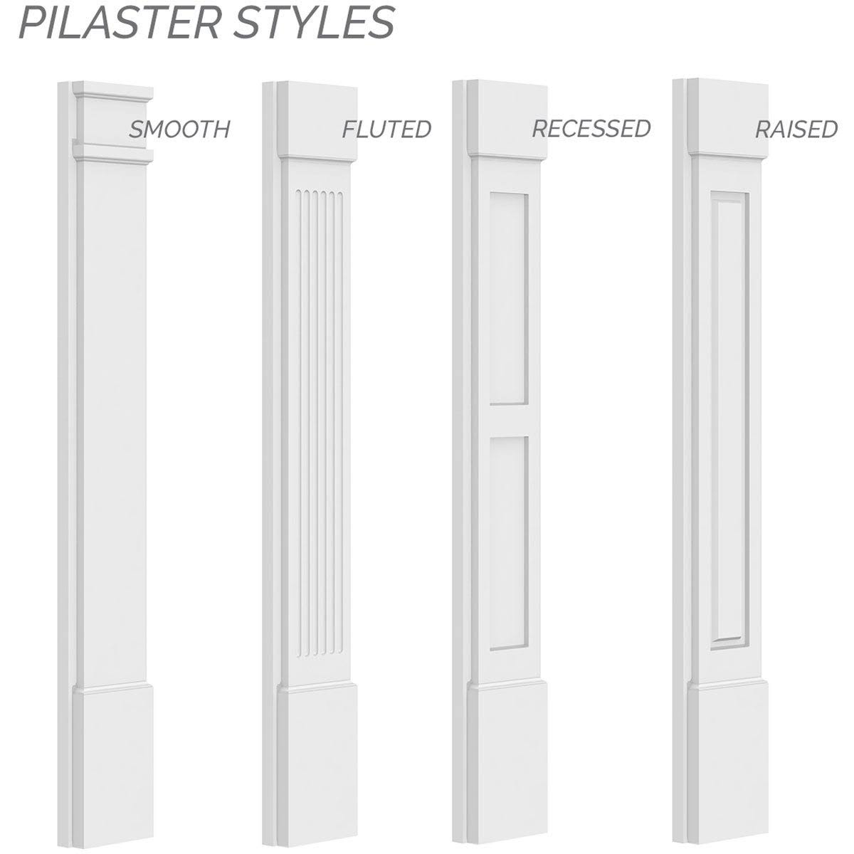 Two Equal Raised Panel PVC Pilaster with Standard Capital & Base (Pair) H595631