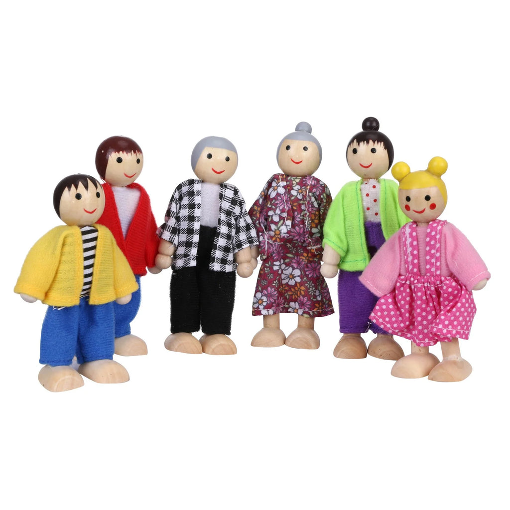 Wooden Dolls Family Playset Set of 6 Y490