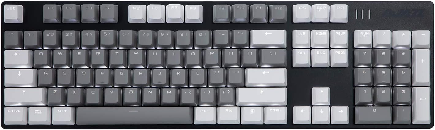 AK50 Mechanical Gaming Keyboard - PBT Keycaps - Grey-White - White Backlit - Blue Switches - Black Y536180