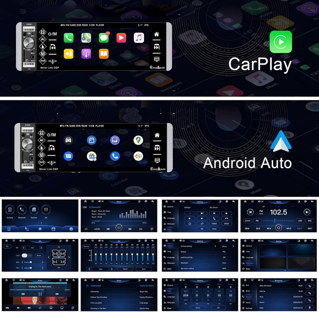 Single Din 5.1 Inch Touchscreen Car Stereo with Bluetooth V69767