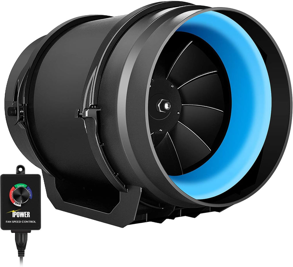 8 Inch 500 CFM Inline Fan with Speed Controller Carbon Filter 25 Feet Ducting Temperature Humidity Monitor E55632