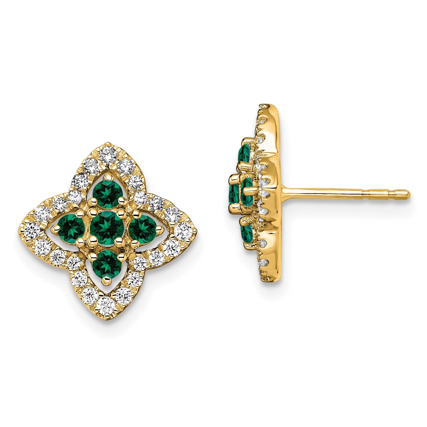 14 Karat Two-Tone Lab Grown Diamond and Created Pink Sapphire Earrings P982535