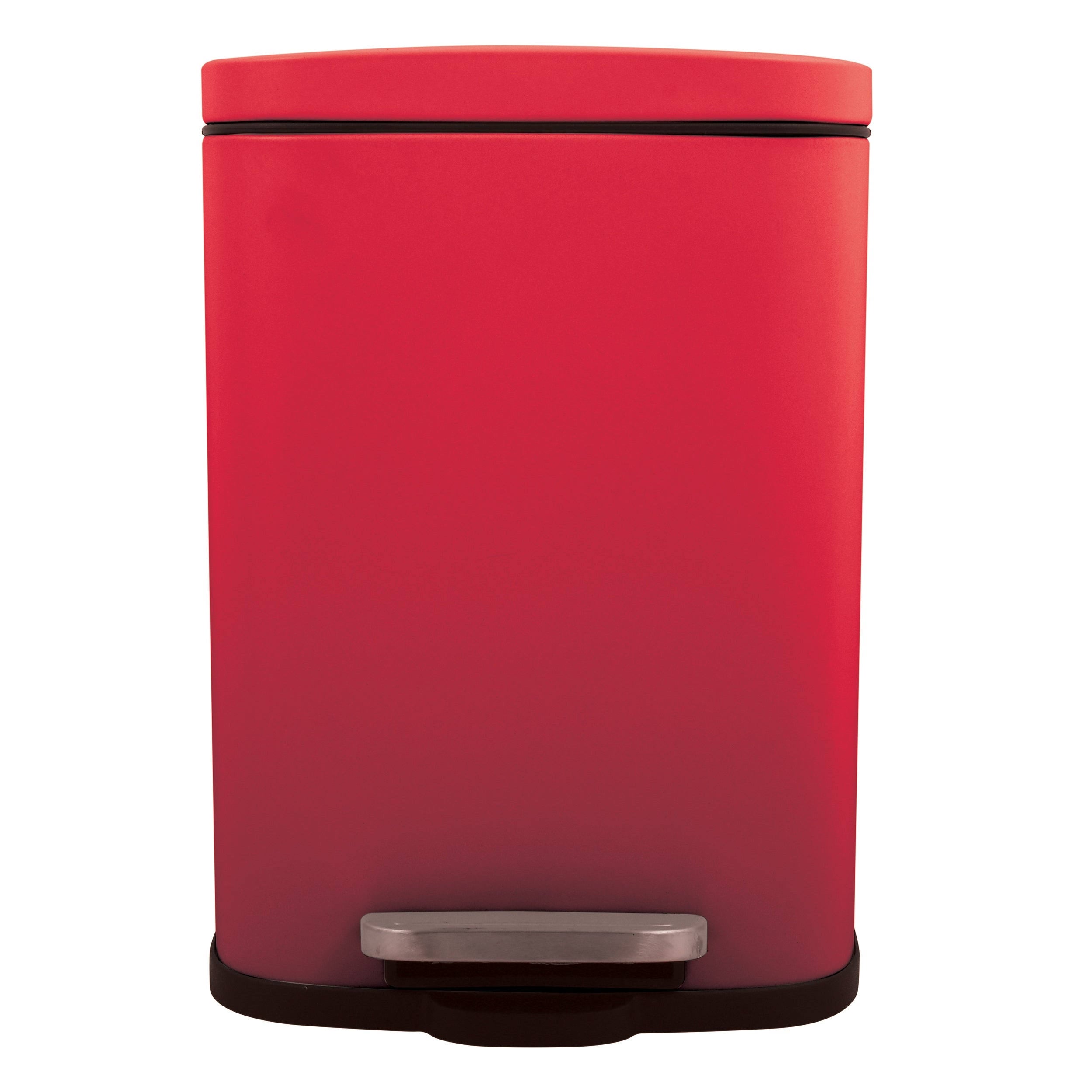 Matte Red Stainless Steel Step on Trash Can 1.32 Gallon L517886