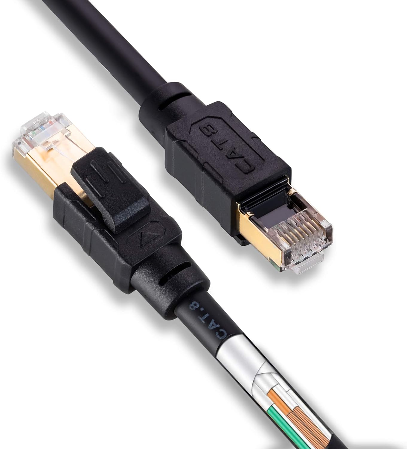 Cat 8 Ethernet Cable 200 ft 26AWG 40Gbps 2000Mhz with Gold Plated RJ45 Connector L345938