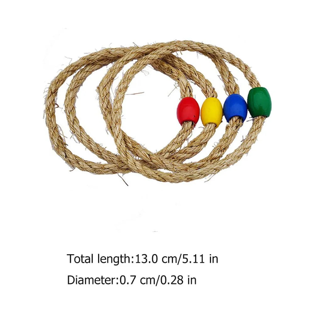 40 PCS Natural Rope Throwing Toss Rings Game Wooden Playset N32865