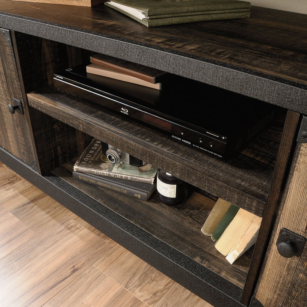 Rustic Metal & Wood TV Stand with Doors Z8796