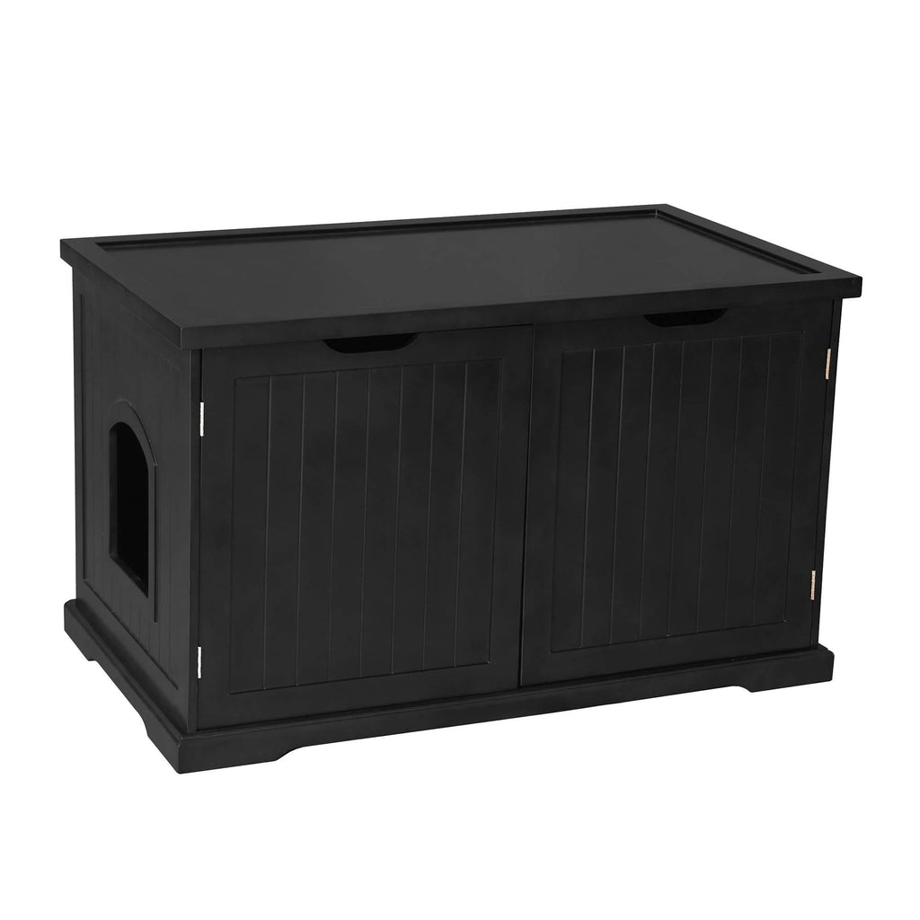 Black Decorative Bench with Enclosed Cat Litter Box A284