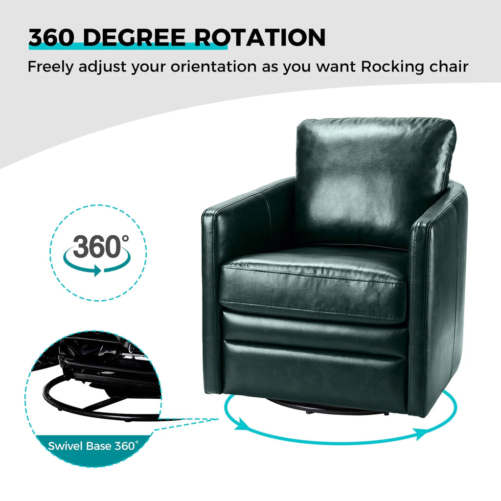 Green Faux Leather Swivel Accent Chair Set of 2 O604
