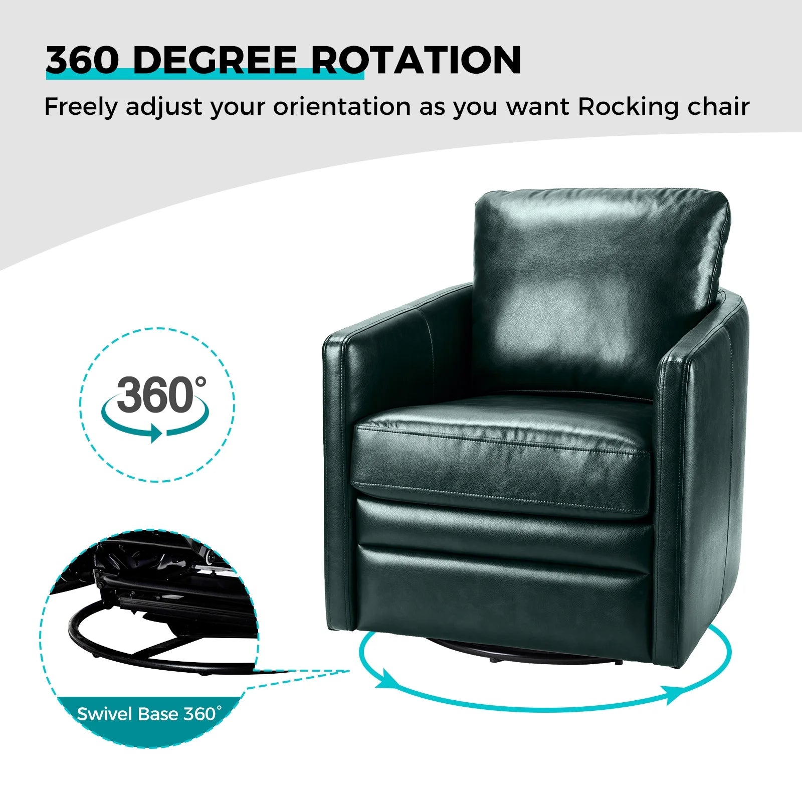 Green Faux Leather Swivel Accent Chair Set of 2 O604
