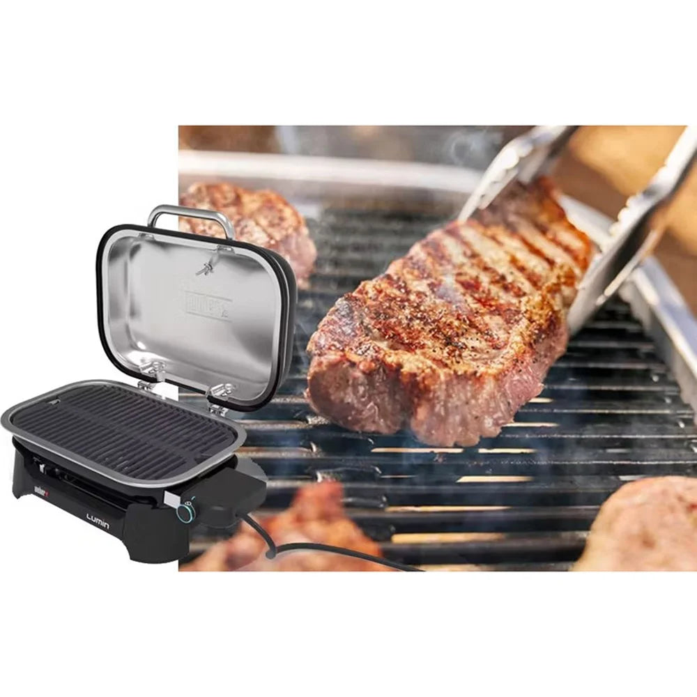 Open Box Weber Lumin Compact Indoor Outdoor Electric Grill, Black Y268594