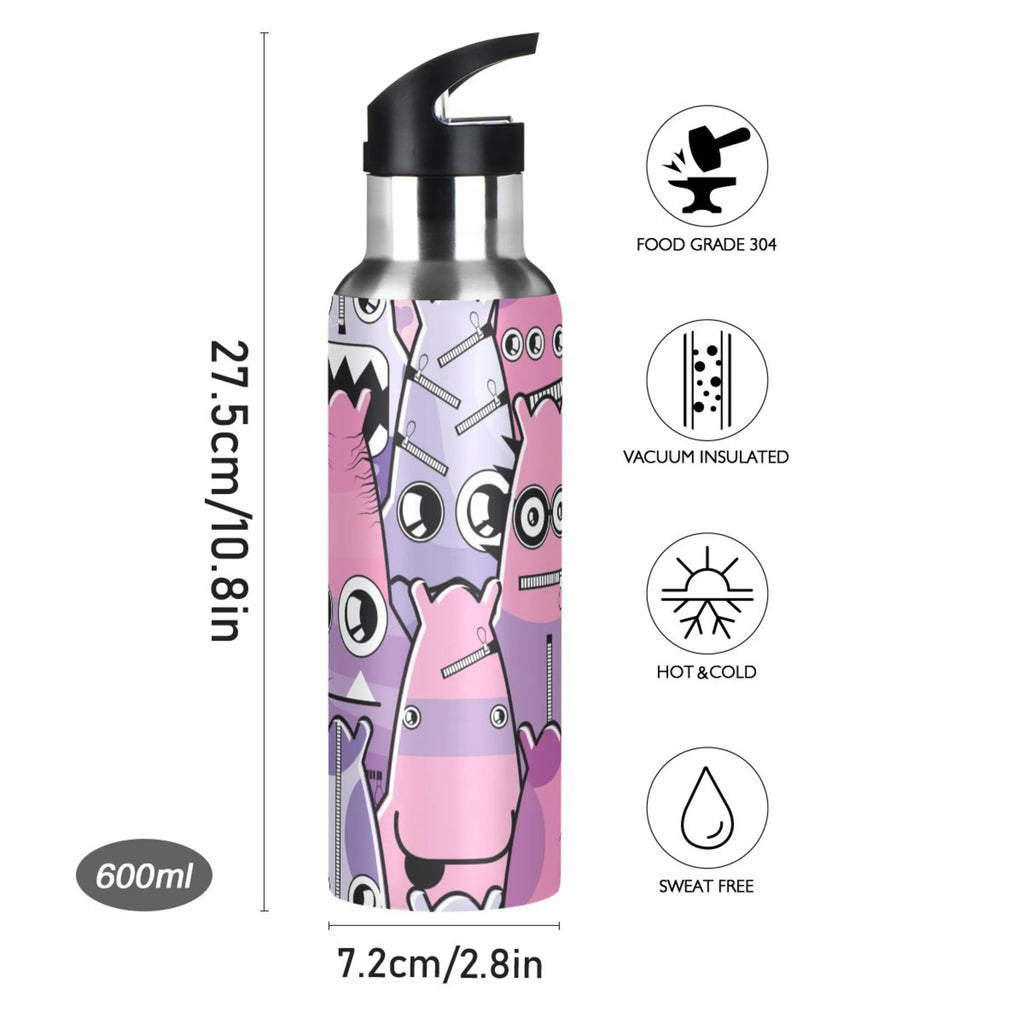 Stainless Steel Insulated Vacuum Flask Water Bottle with Straw Lid L863
