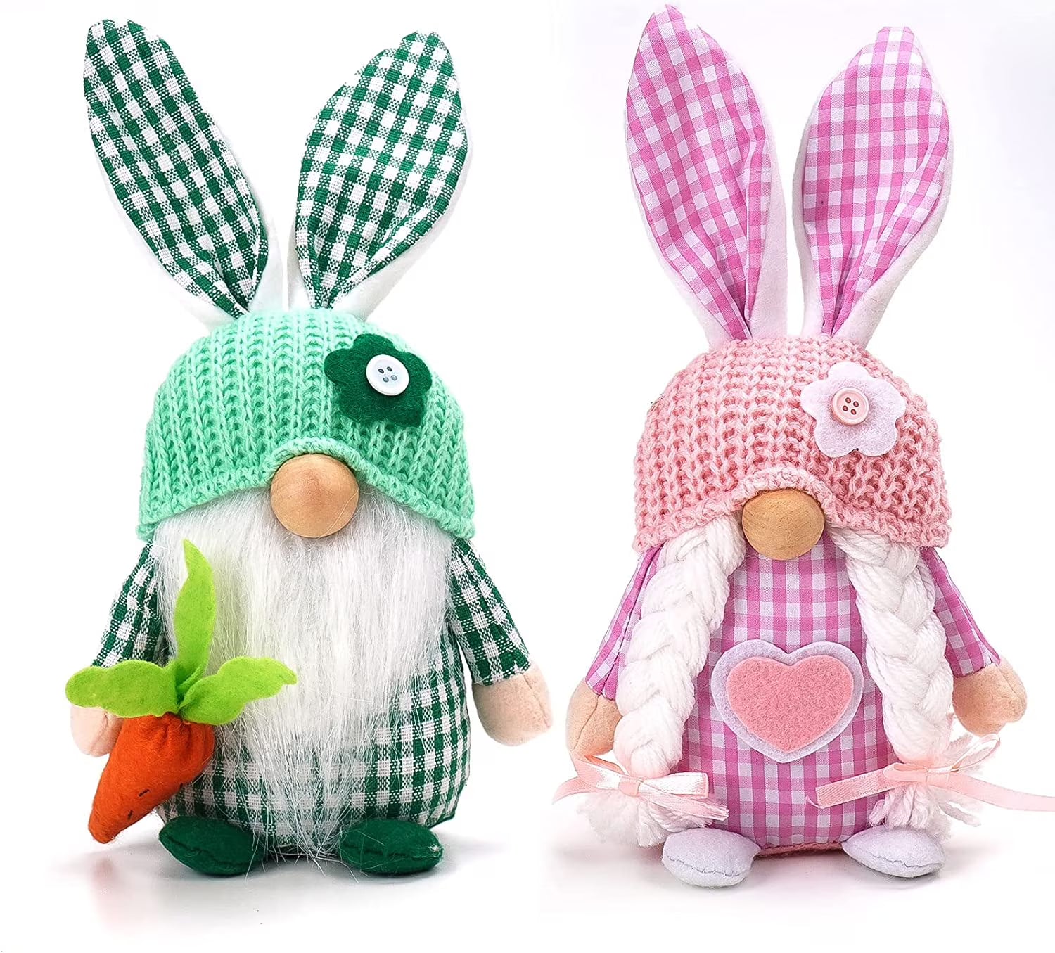 Easter Gnomes Decorations, 2 Pack Bunny Tiered Tray Plush Gnome Decor T8107