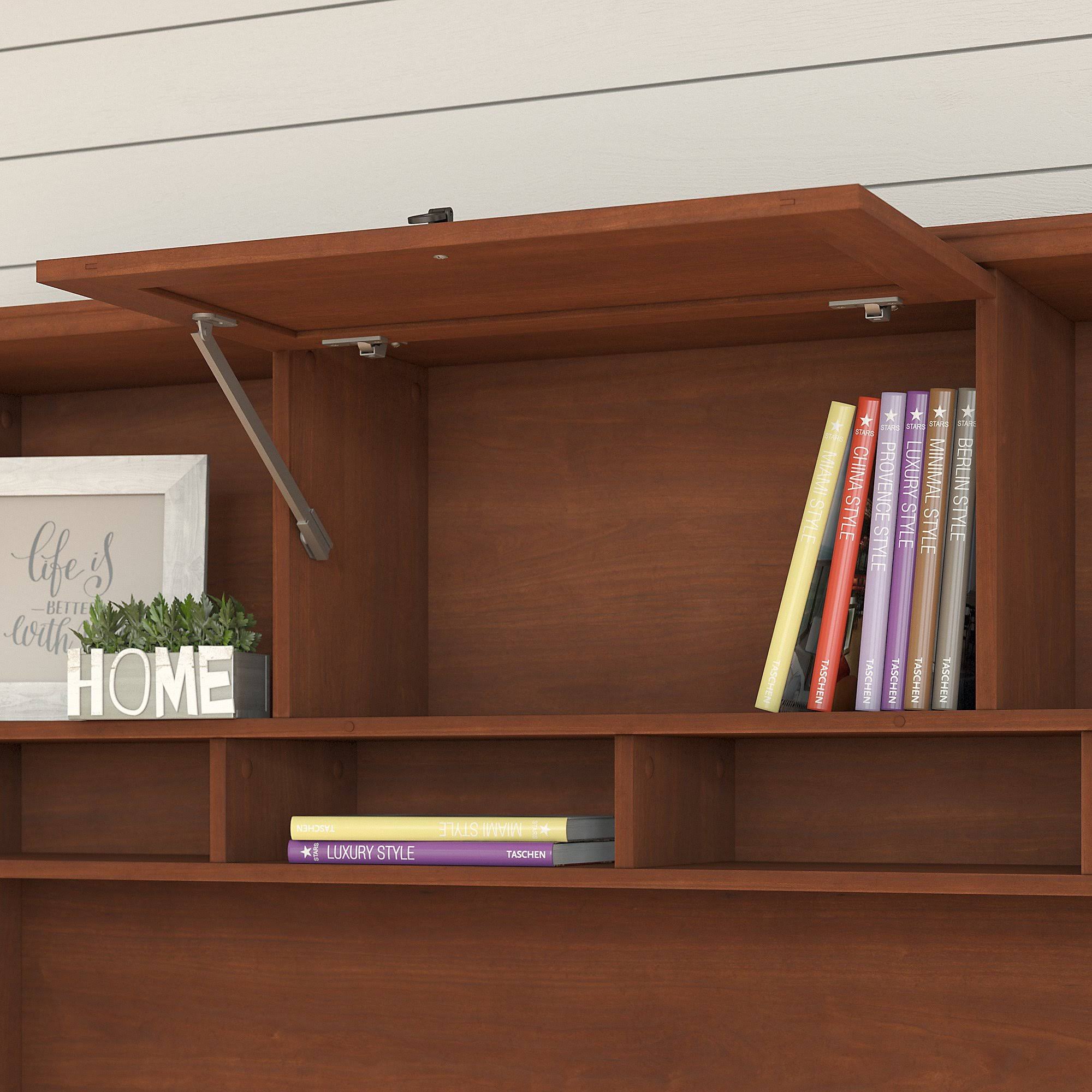 Corner Desk with Hutch and Lateral File Cabinet in Serene Cherry X233