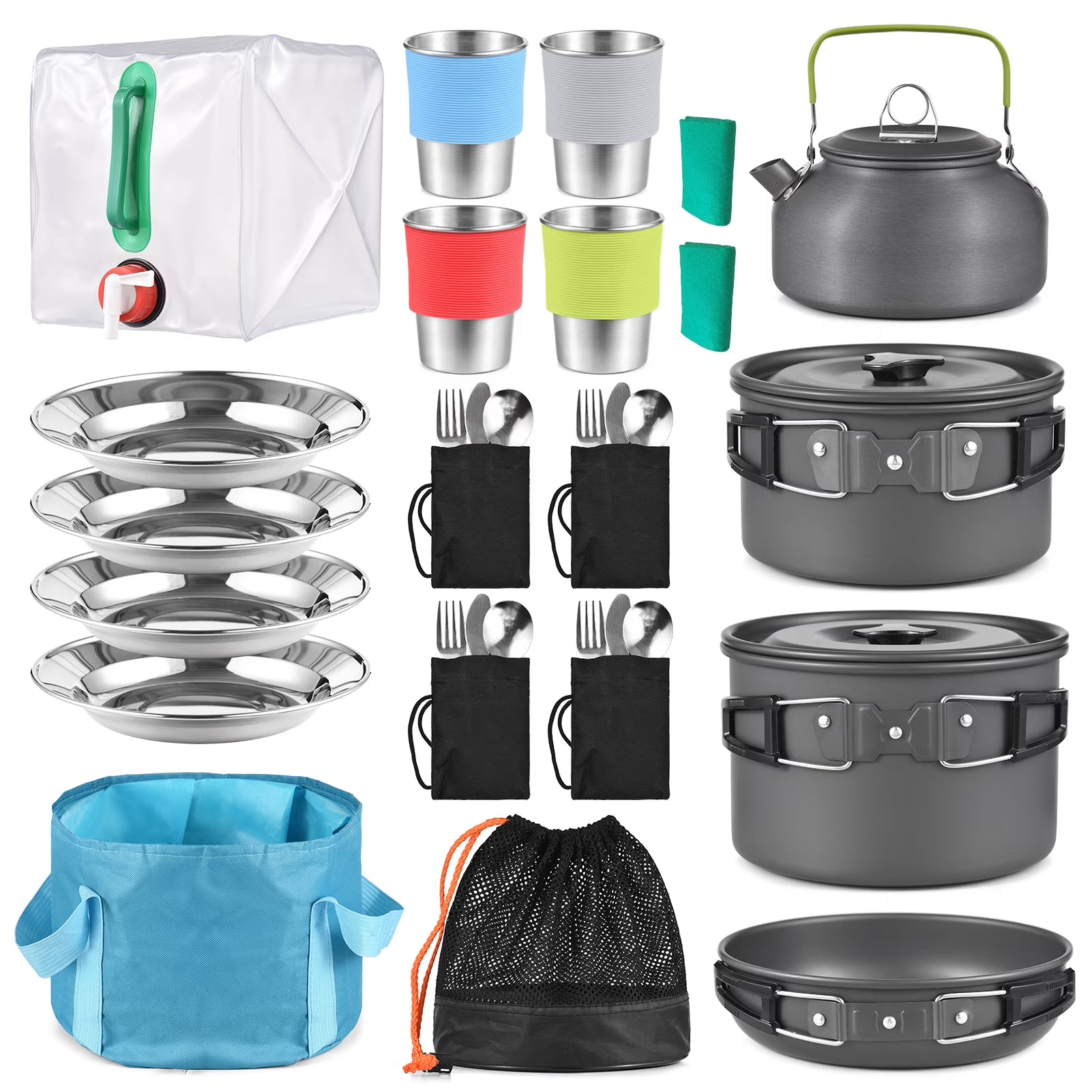 Collapsible Bowl Pan Knife Fork Cookware Kit Z437704