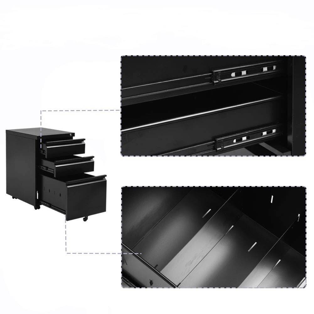 White 3-Drawer Locking Rolling Metal File Cabinet Z97335