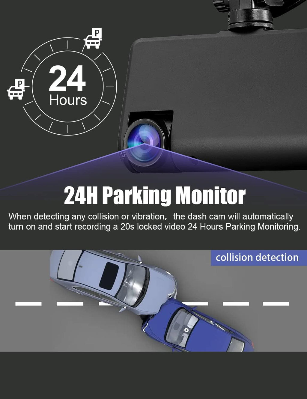 Dual Dash Cam Front and Inside 1080P Car Camera Built-in WiFi 3 Inch IPS Screen, 24H Parking Monitor, G-Sensor, Loop Recording, Support 128GB Max, Pack of 2 N437080