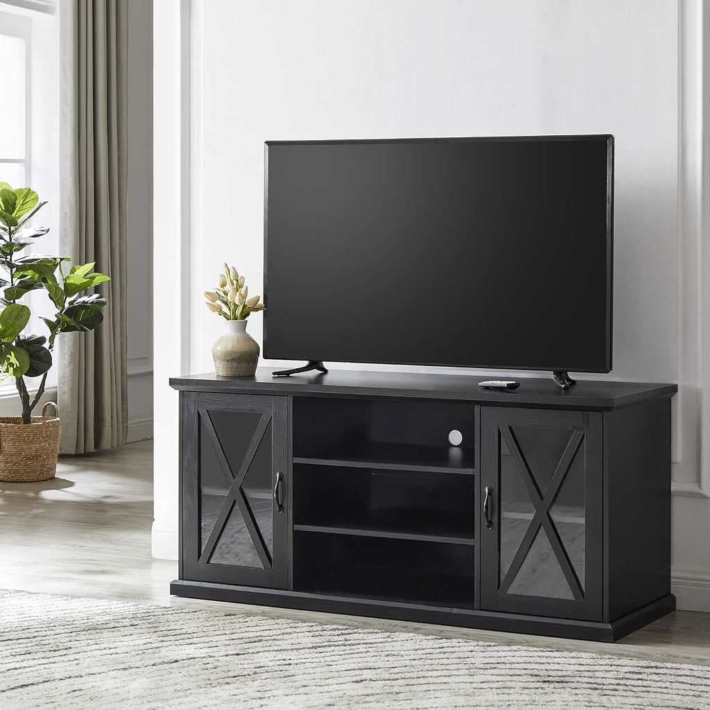 Black TV Stand with Storage Adjustable Shelves C223038
