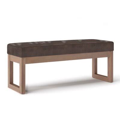 Distressed Dark Brown Faux Leather Bench J443473