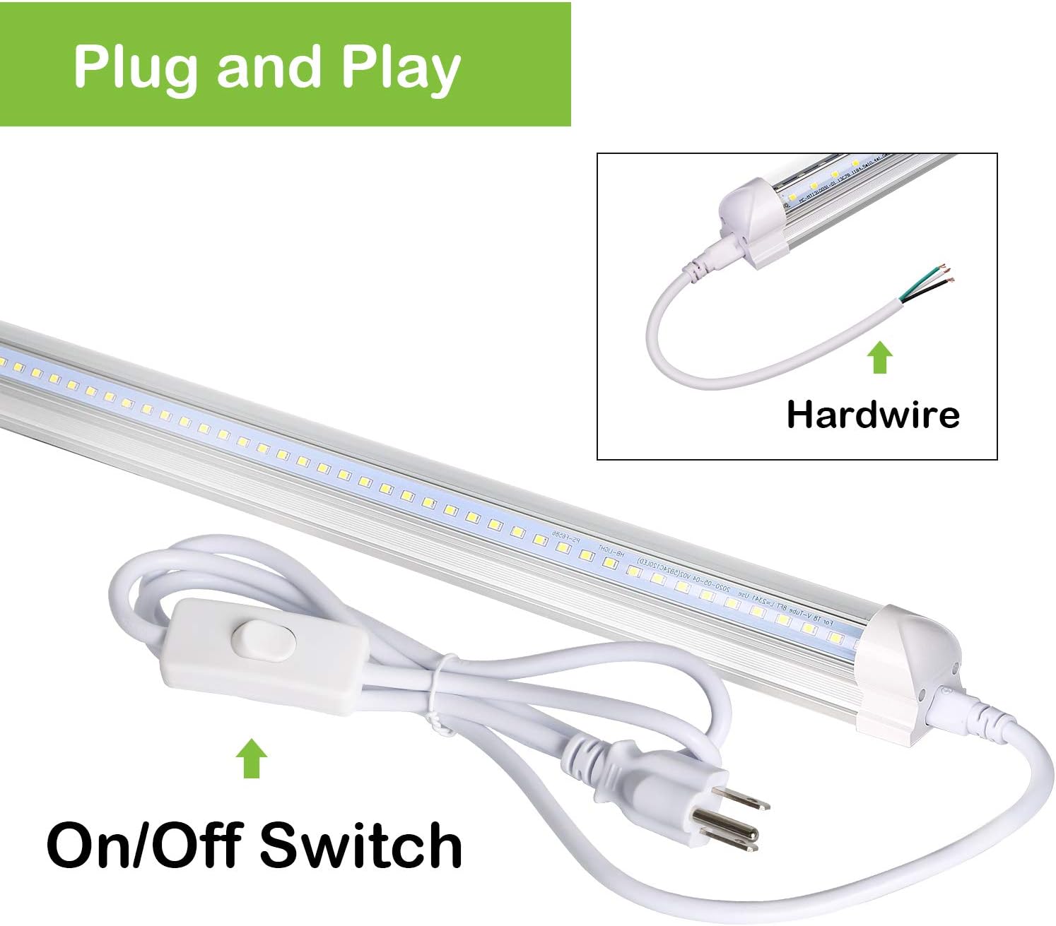 8FT Linkable LED Shop Light with Built-in ON/Off Switch, 10 Pack Z501027