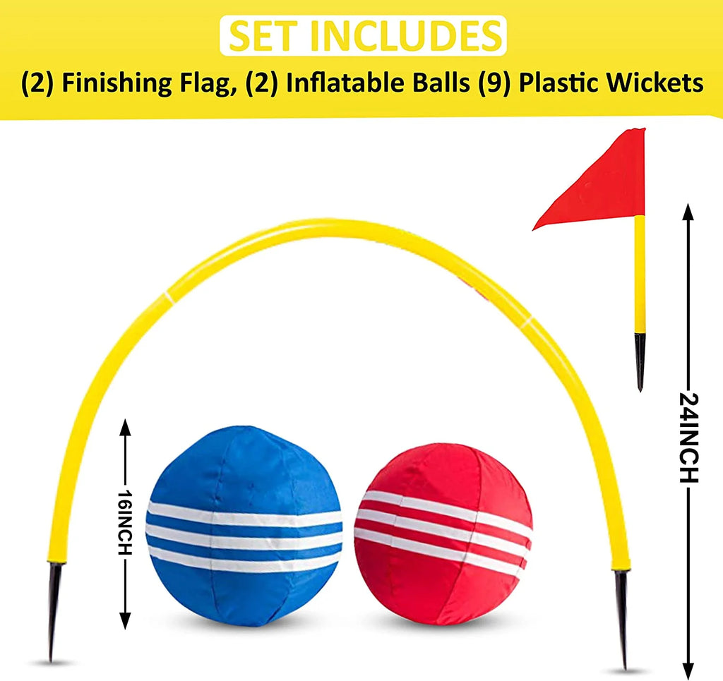 Giant Kick Croquet Game Set with Inflatable Croquet Balls, Wickets & Finish Flags U893754