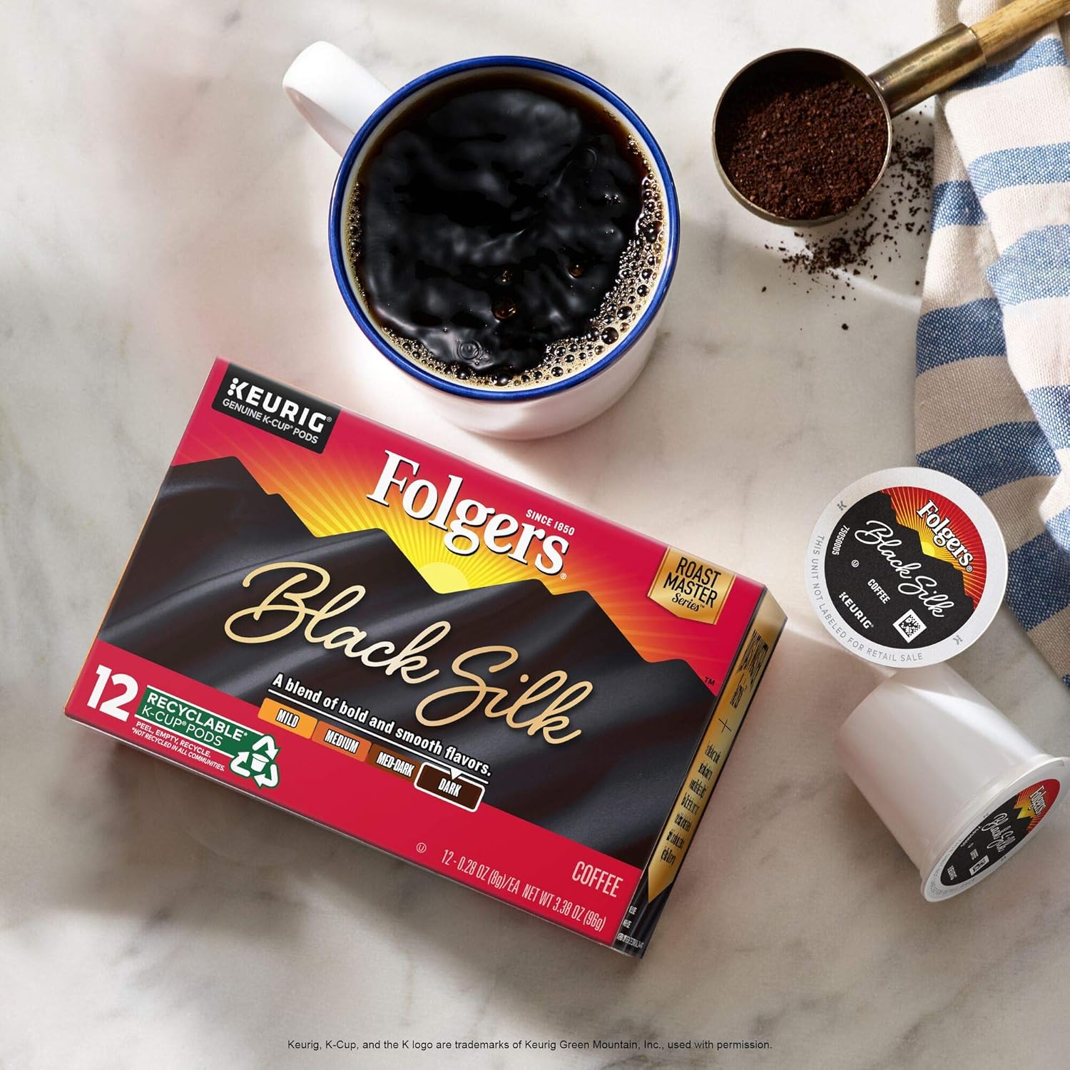 Black Silk Dark Roast Coffee, 12 Count (Pack of 6) U4375