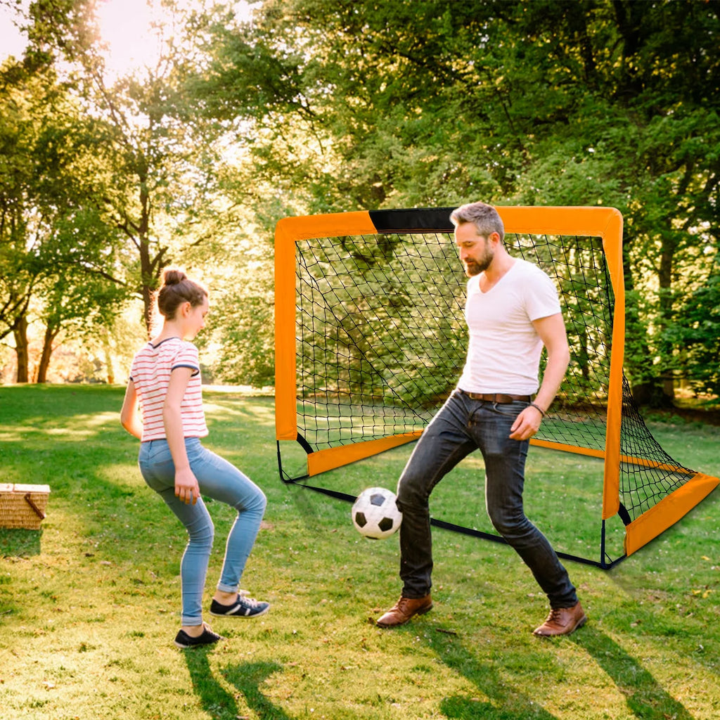 Portable Set of 2 Soccer Goals, 4x3ft Folding Soccer, Orange W128