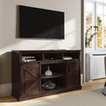 Modern Farmhouse TV Stand with Sliding Barn Door and Storage Cabinets O312719