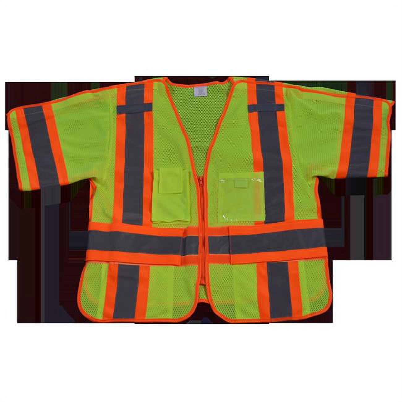 Lime Mesh Safety Vest with Orange Contrast Binding & Trim, Class 3, 5-Point Breakaway D30983