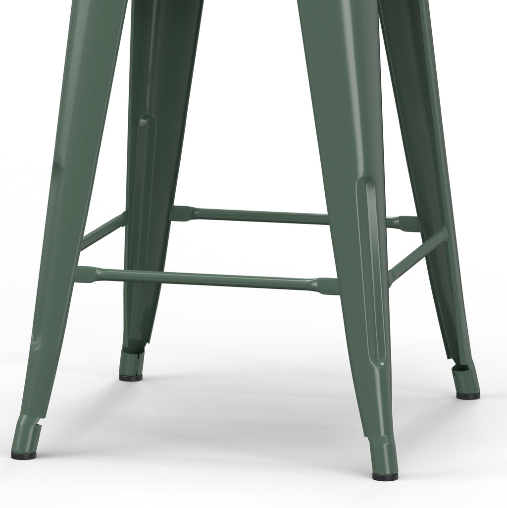 24" Industrial Metal Counter Stool in Sage Green (Set of 4) P60422