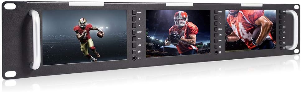 Triple 5 Inch 2RU Rack Mount Monitor LCD 800x400 3G SDI HDMI AV Input and Output P570742