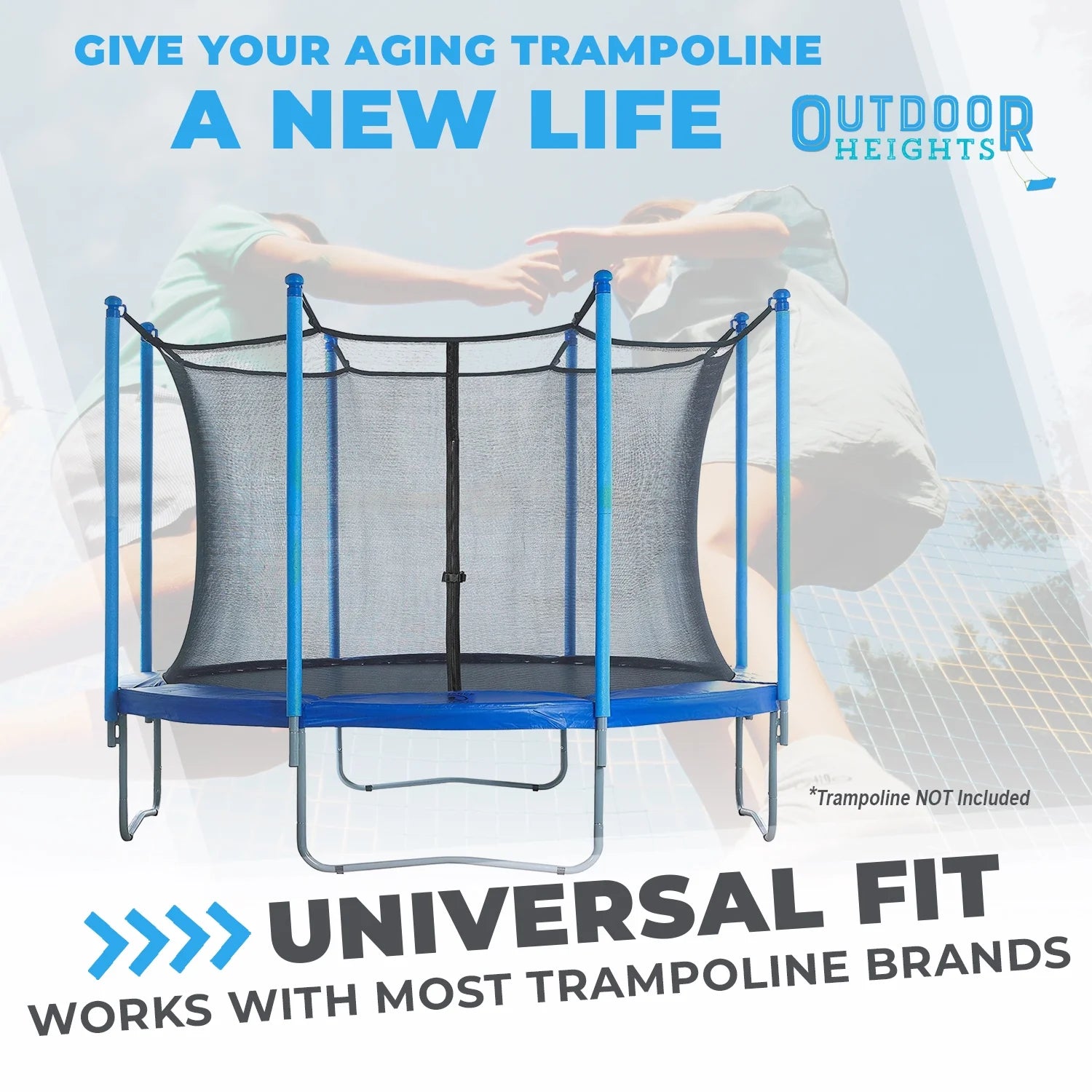 Trampoline Safety Enclosure Net, 6 Poles & Hardware, Fits 16 FT. Round Frame G141