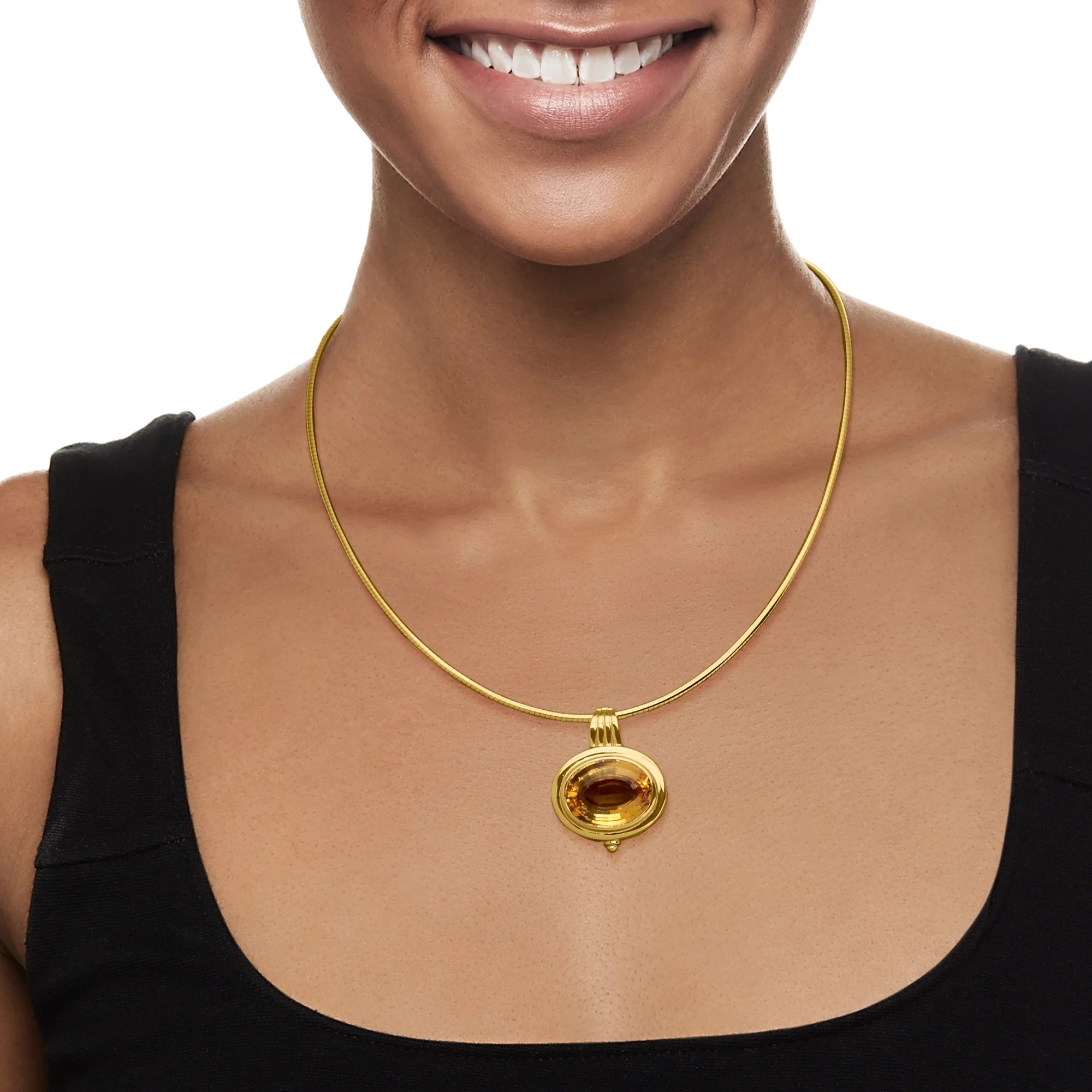 Vintage Citrine Omega Necklace in 14kt and 18kt Yellow Gold Q5479