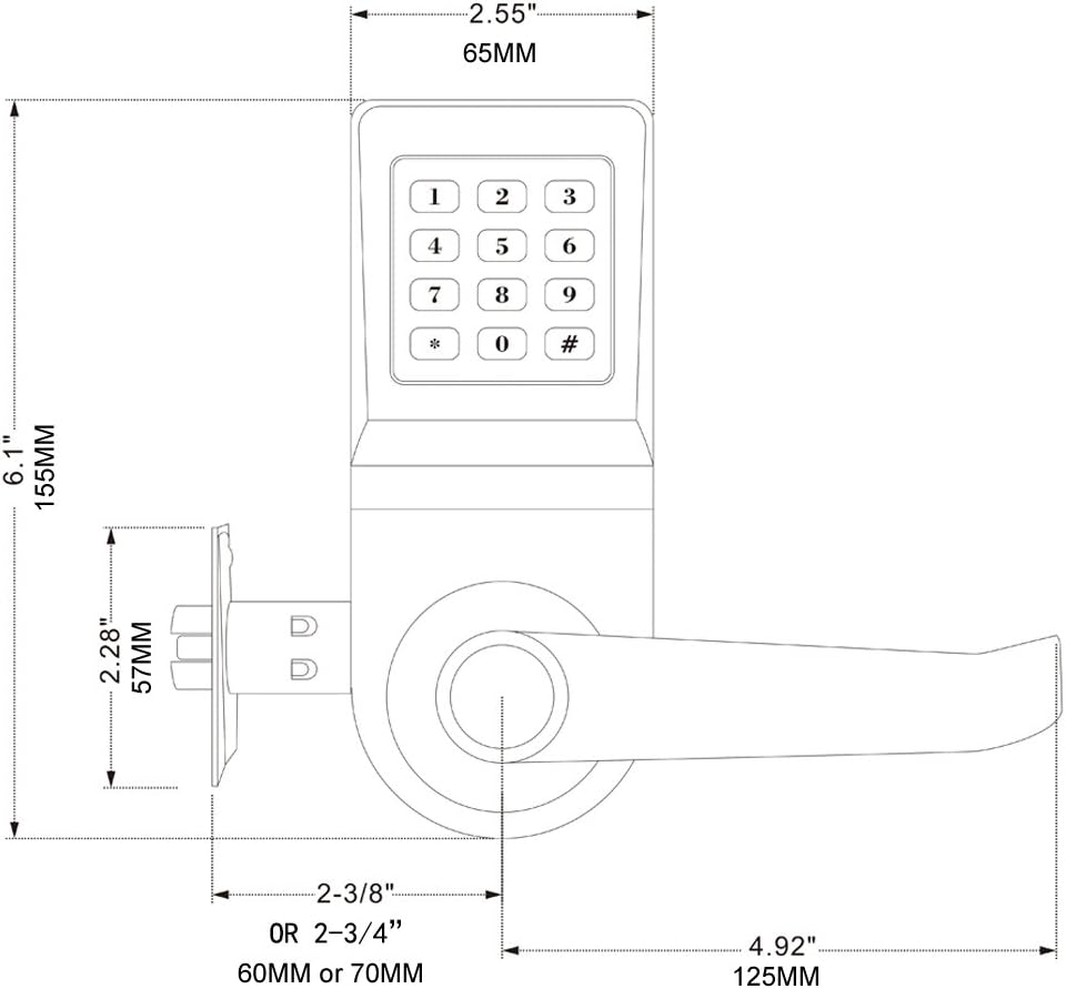 Digital Door Lock with Remote Control, Code and Key R65381