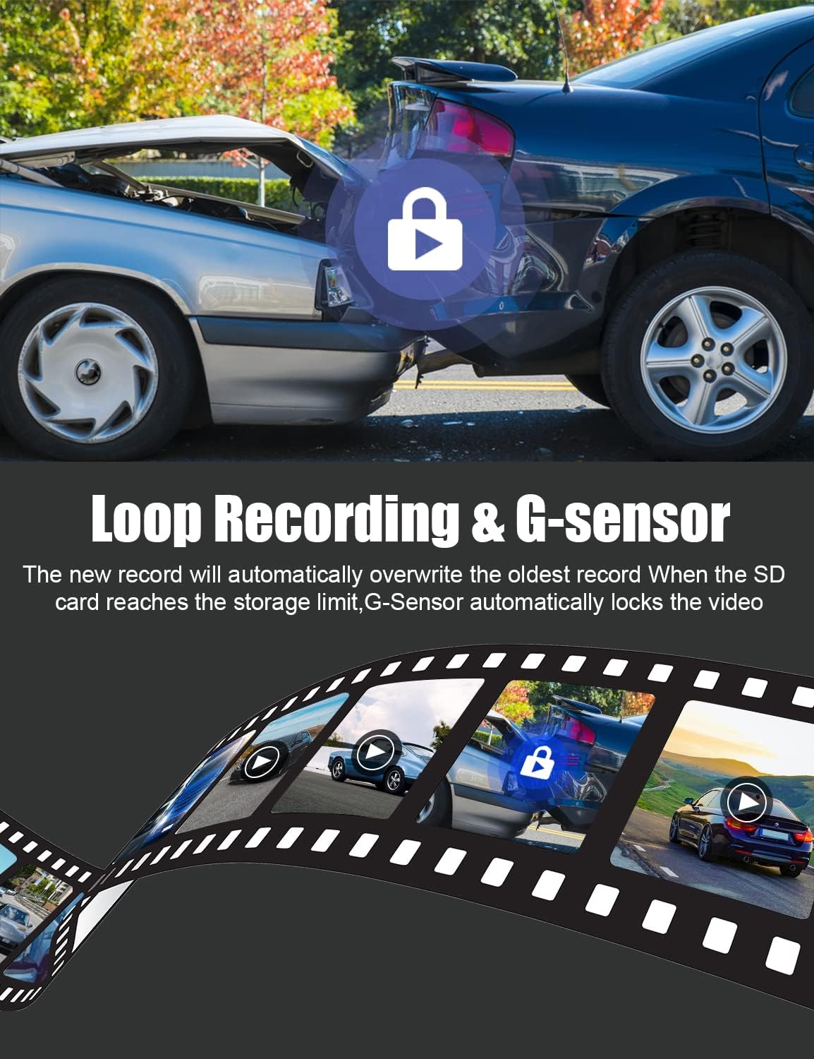 Dual Dash Cam Front and Inside 1080P Car Camera Built-in WiFi 3 Inch IPS Screen, 24H Parking Monitor, G-Sensor, Loop Recording, Support 128GB Max, Pack of 2 N437080