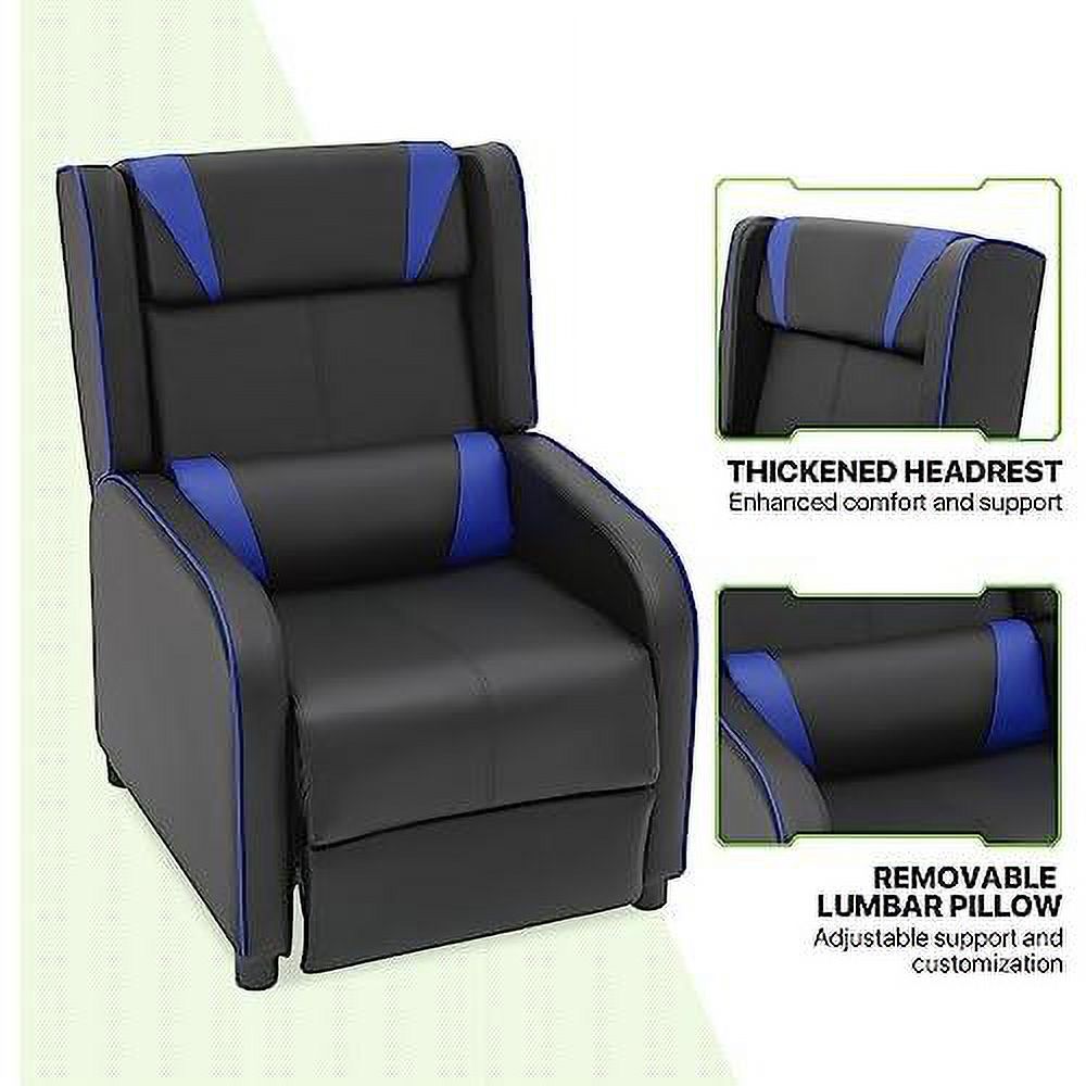 Blue PU Leather Reclining Single Sofa C271