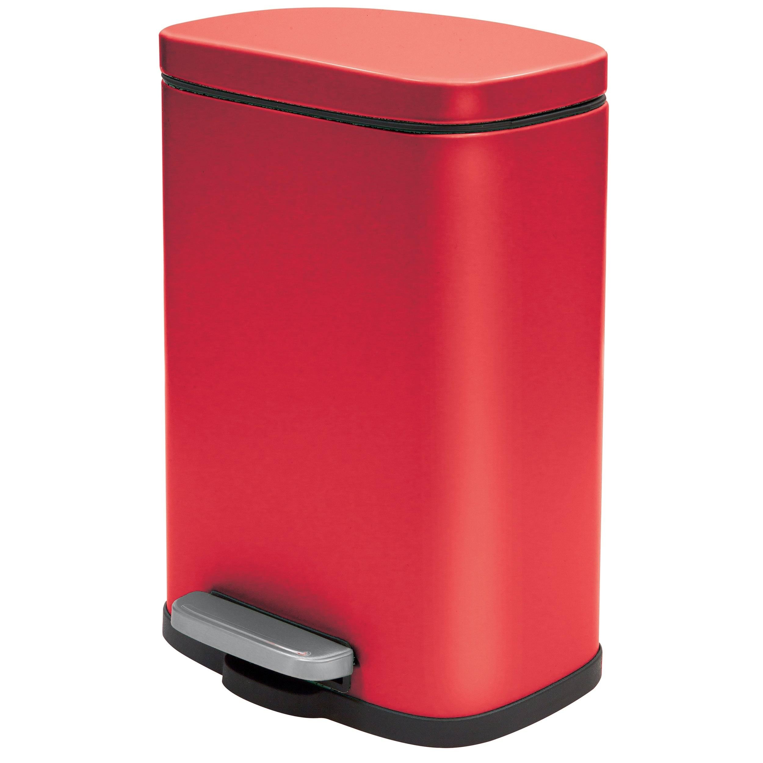 Matte Red Stainless Steel Step on Trash Can 1.32 Gallon L517886