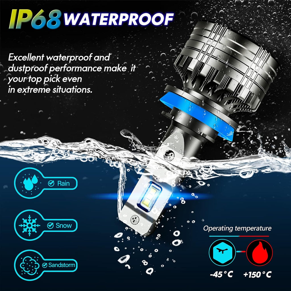 LED Headlight Bulbs Conversion Kit 6500K Cool White IP68 Waterproof, Pack of 2 W456895
